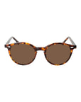 Sunglasses with tortoiseshell frame and brown lenses on a light gray background. - DEI DUCHI