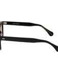Black sunglasses with pink lenses on a white background. - DEI DUCHI