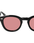 Black sunglasses with pink lenses on a white background. - DEI DUCHI