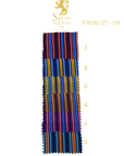 Color swatch book with striped fabric samples on a white background, featuring the Sartoria Dei Duchi - Atri brand.