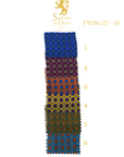 Patterned tie with Sartoria Dei Duchi - Atri logo and text on a white background
