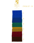 Color swatch with geometric patterns in blue, green, gold, and red on a white background, featuring Sartoria Dei Duchi - Atri logo.