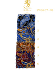 Colorful paisley patterned fabric with a measurement scale and Sartoria dei Duchi branding.