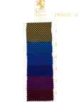 Color swatch with a patterned fabric and Sartoria Dei Duchi - Atri branding.
