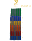 Color swatch with striped fabric samples in various colors on a white background, featuring the Sartoria dei Duchi logo.