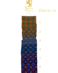 Patterned tie with measurement scale on a white background, featuring the Sartoria Dei Duchi - Atri brand.