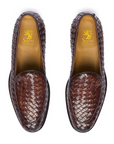 Giuseppe - Brown Intertwined. Pointed toe.Crust Calf. White full-grain calfskin. Tuscan tanned. Hand-dyed and antiqued leather (3 days per pair). 9mm sole. 27mm heel. Tuscan leather. Blake construction with stitched sole.- Sartoria Dei Duchi - Atri