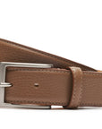 Handcrafted Tumbled Belt - Brown. Tumbled and dyed calf leather. A 120cm waist measurement corresponds to a size 60 pant. Total belt length (including buckle) is 135cm. 3.5cm metal buckle with a brushed finish. The belt is adjustable with a screw on the back and is very easy to cut.- Sartoria Dei Duchi - Atri