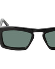 Black sunglasses with green lenses on a light gray background. - Dei Duchi