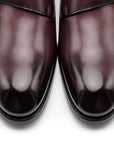 Leonardo - Bordeaux Antiqued. Last: Venice - Comfortable fit. Smooth Calf. Smooth calfskin. Tuscan tanned. 9mm sole. 27mm heel height. Tuscan leather. Blake construction with bottom stitching.- Sartoria Dei Duchi - Atri