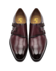 Leonardo - Bordeaux Antiqued. Last: Venice - Comfortable fit. Smooth Calf. Smooth calfskin. Tuscan tanned. 9mm sole. 27mm heel height. Tuscan leather. Blake construction with bottom stitching.- Sartoria Dei Duchi - Atri