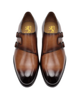 Leonardo - Cognac Antiqued. Last: Venice - Comfortable fit. Smooth Calf. Smooth calfskin. Tuscan tanned. 9mm sole. 27mm heel height. Tuscan leather. Blake construction with bottom stitching.- Sartoria Dei Duchi - Atri