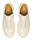 Santè - Natural White. Comfortable Fit. The Sante men's sneakers. Made in Italy excellence. Crafted on the Brenta Riviera. The soft-crust calfskin, tanned in Tuscany, treated with Patina Delavé technique. Dyed leather, faded, and finished with creams and waxes. Ergonomic removable footbed, flexible rubber sole. The Strobel construction, with slip-stitched seams. -Sartoria Dei Duchi-Atri
