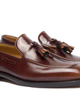 Umberto - Tobacco Antiqued. Pointed toe. Crust Calf. White full/grain calfskin. Tuscan tanned. Hand-dyed and antiqued leather. 9mm sole. 27mm heel height. Tuscan leather. Blake construction with bottom stitching. - Sartoria Dei Duchi - Atri