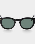 Black sunglasses with green lenses on a white background. - DEI DUCHI