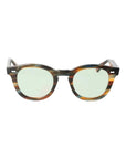 Sunglasses with tortoiseshell frame and green lenses on a white background. - DEI DUCHI