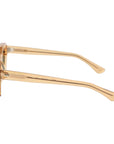 Gold-framed sunglasses with green lenses on a light gray background - Dei Duchi