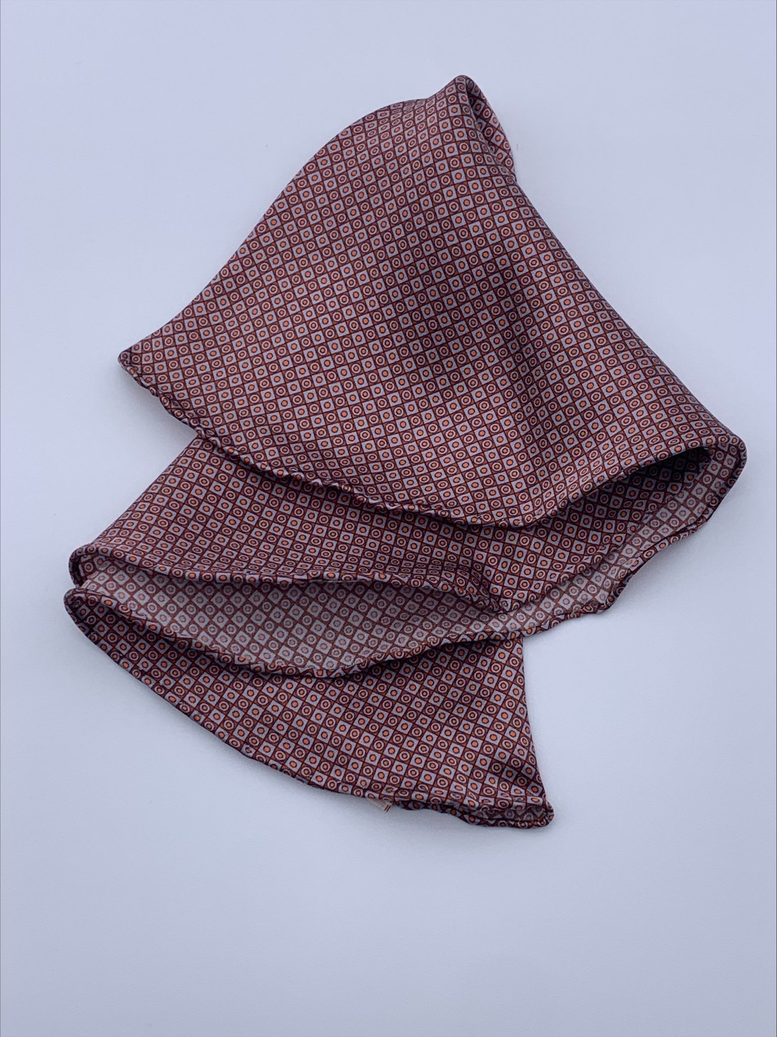Bronze Orange Dotted Pocket Square. 100% pure Italian silk pocket square. Hand-finished edges.| Sartoria Dei Duchi - Atri