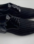 Elegant derby in glossy patent leather, printed upper,lightweight leather sole, unique, refined and elegant, ideal for a ceremony | Sartoria Dei Duchi - Atri