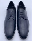 Classic Derby Shoe - Midnight Blue. Derby with smooth upper, in full-grain calfskin. Blake workmanship / Leather: calfskin / Color: NIGHT BLUE / Lining: black calfskin / Shape: 508 Rounded / Bottom: light leather with non-slip insert sewn to BLAKE / Insole: leather. High collar, flexible structure, suitable for wider feet. Smart/casual occasions. | Sartoria Dei Duchi - Atri