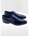 Moccasin with smooth upper, 100% MADE IN ITALY , in glossy patent leather with print and black color, lightweight leather sole sewn to BLAKE and non-slip insert from the shape parade., unique shoe, refined and elegant, ideal for a ceremony.| Sartoria Dei Duchi - Atri