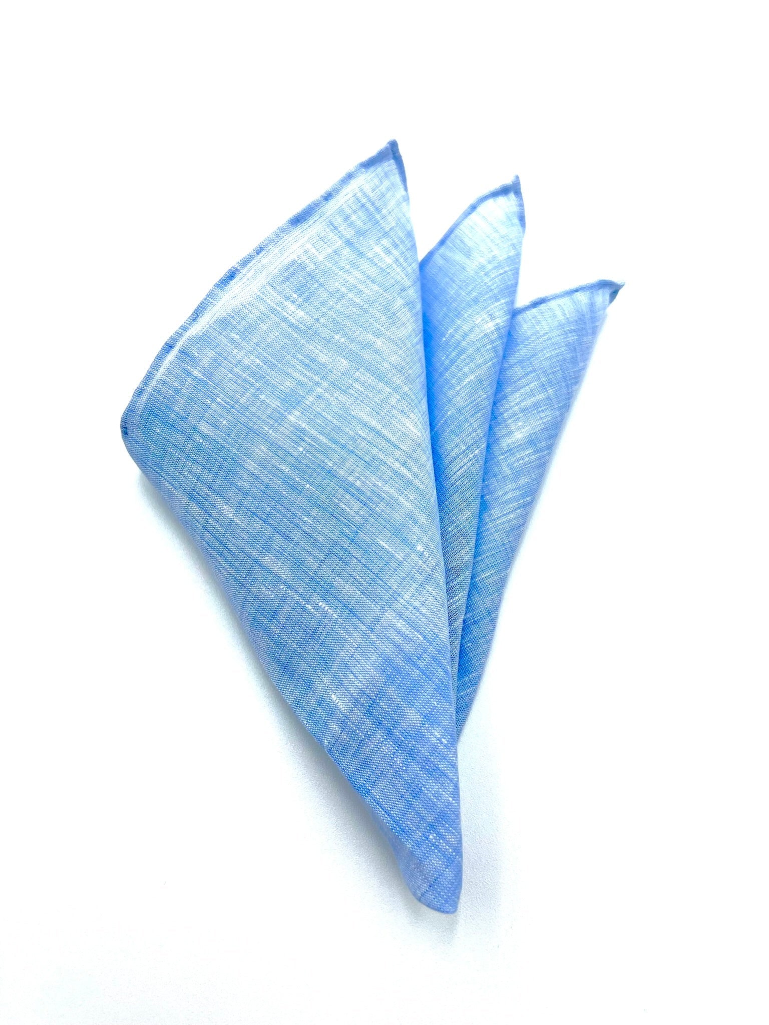 Sky Blue Linen Pocket Square Handmade in Italy. Pocket Square in 100% pure Italian silk,  hand-finished edges.| Sartoria Dei Duchi - Atri