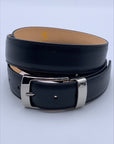 Black Matte Leather Belt. Belt in buffed calfskin 100% Genuine Leather Made in Italy. Belt width is 3.5 cm | Sartoria Dei Duchi - Atri