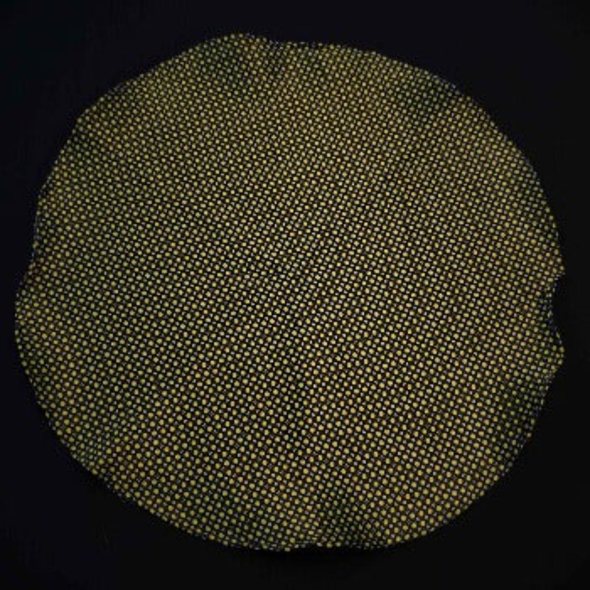Rounded Pocket Square-100% Pure Silk-Dark base with yellow circles-Fazzoletto da Taschino "Pineto"|Sartoria Dei Duchi-Atri