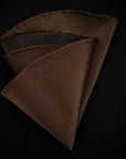 Rounded Pocket Square-100% Pure Silk-Brown base with a black pied de poule pattern-Fazzoletto da Taschino "Silvi"|Sartoria Dei Duchi-Atri