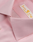 “HAMPTON SHIRT” is realized with a 140/2 cotton  twill by Thomas Mason "Hampton", in pink color.  This long sleeve shirt is made with a semi French  collar and a rounded wrist. The stitching is 5 mm  and the buttons,applied by hand,are in mother of  pearl Australia.The fit is regular-Sartoria Dei Duchi-Atri