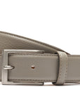 Handcrafted Tumbled Belt - Grey. Tumbled and dyed calf leather. A 120cm waist measurement corresponds to a size 60 pant. Total belt length (including buckle) is 135cm. 3.5cm metal buckle with a brushed finish. The belt is adjustable with a screw on the back and is very easy to cut.- Sartoria Dei Duchi - Atri