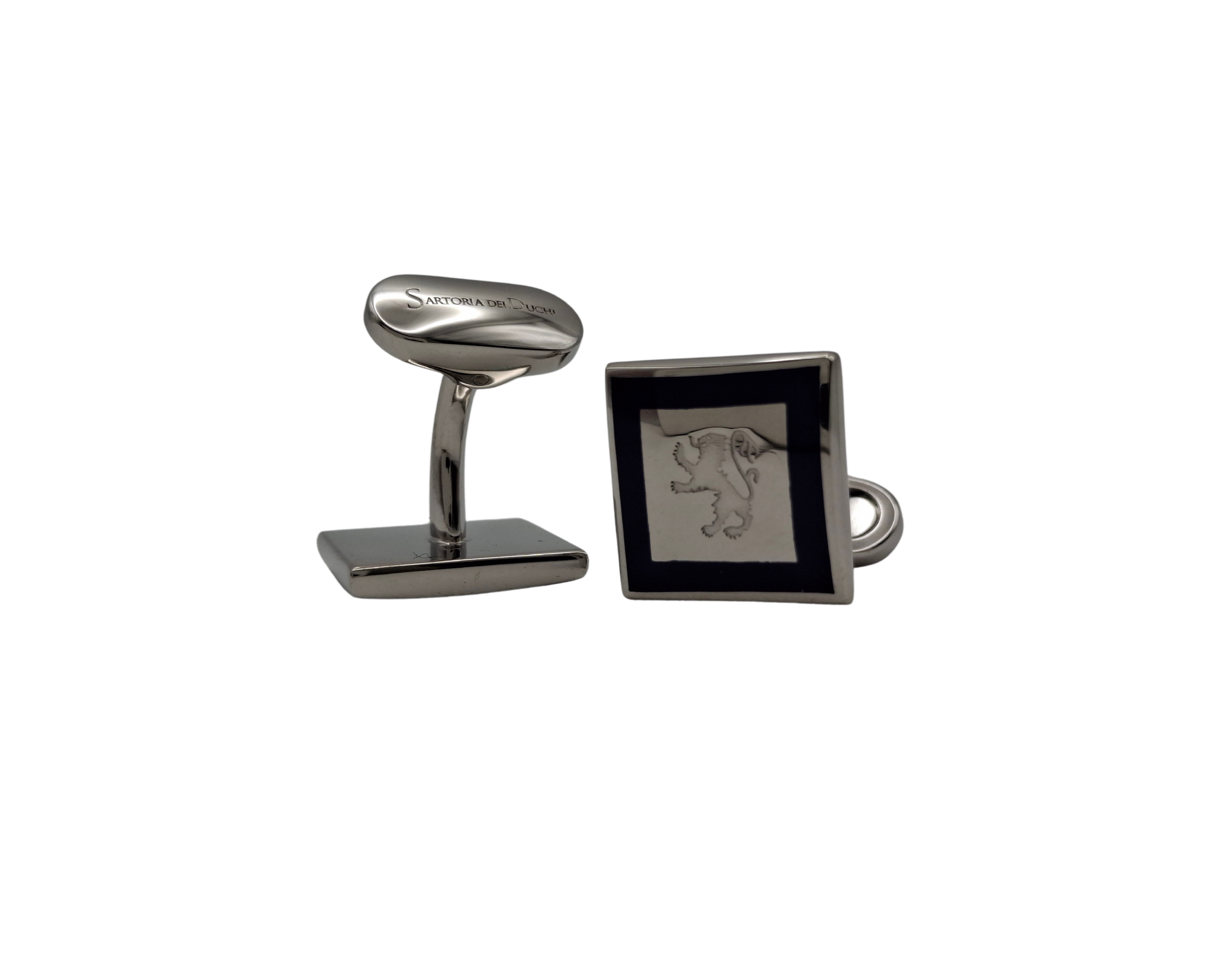 Blue Lion Sartoria Dei Duchi Cufflinks. Handmade from the highest quality materials, each pair combines elegance, precision and personality, reflecting the excellence of italian craftsmanship. Material: Brass palladium plated.- Sartoria Dei Duchi - Atri