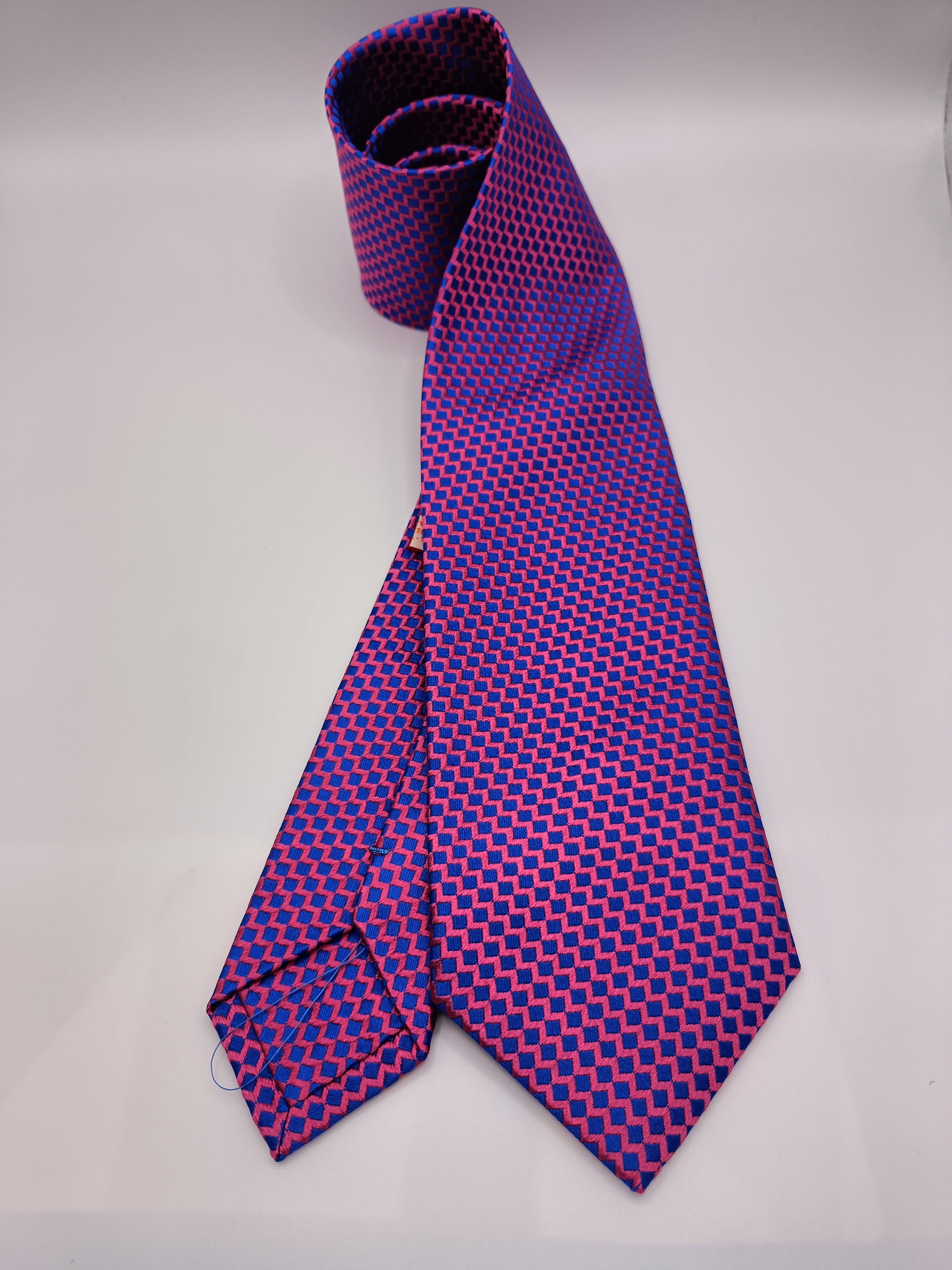 Blue and Pink Geometric Tie