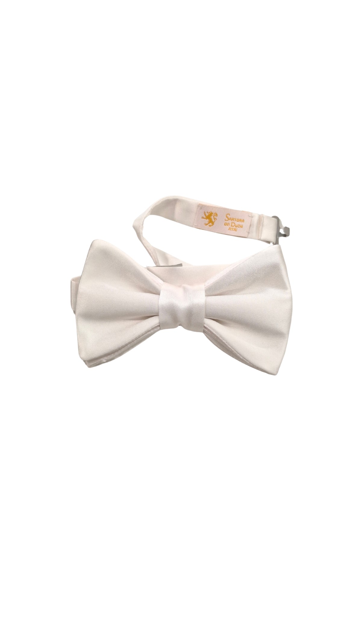 White bow tie on a white background. Sartoria Dei Duchi - Atri
