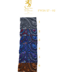 Paisley patterned fabric swatch with measurement scale on a white background, featuring the Sartoria Dei Duchi - Atri brand.