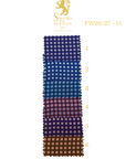 Patterned tie with a gradient of blue, red, and brown on a white background, featuring the Sartoria Dei Duchi - Atri
brand.