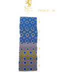 Patterned fabric swatch with measurement scale and Sartoria Dei Duchi - Atri logo on a white background