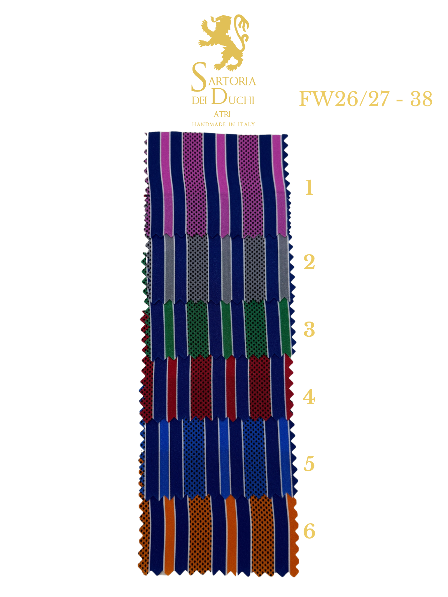 Color swatch with striped pattern and measurement scale, featuring Sartoria Dei Duchi - Atri brand logo.