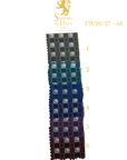 Patterned fabric swatch with measurement scale and Sartoria del Duchi logo on a white background