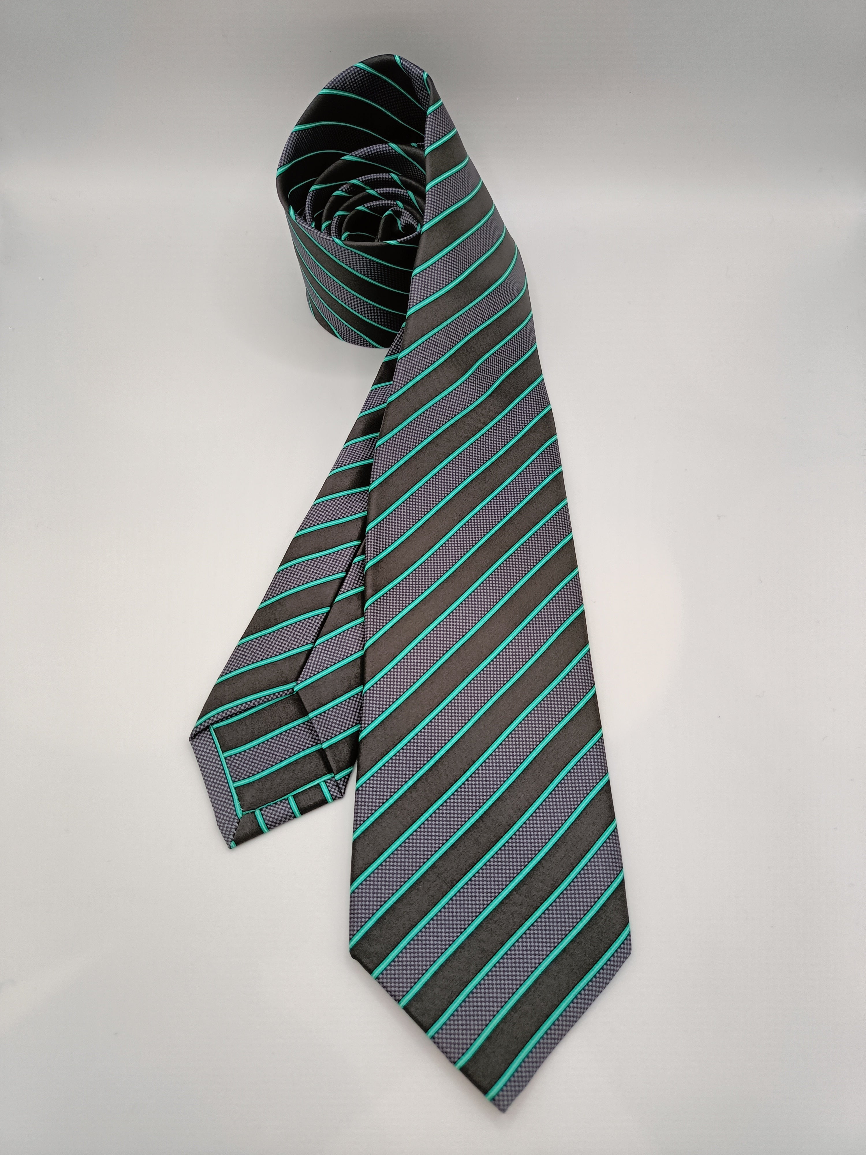 Green Charcoal Striped Tie
