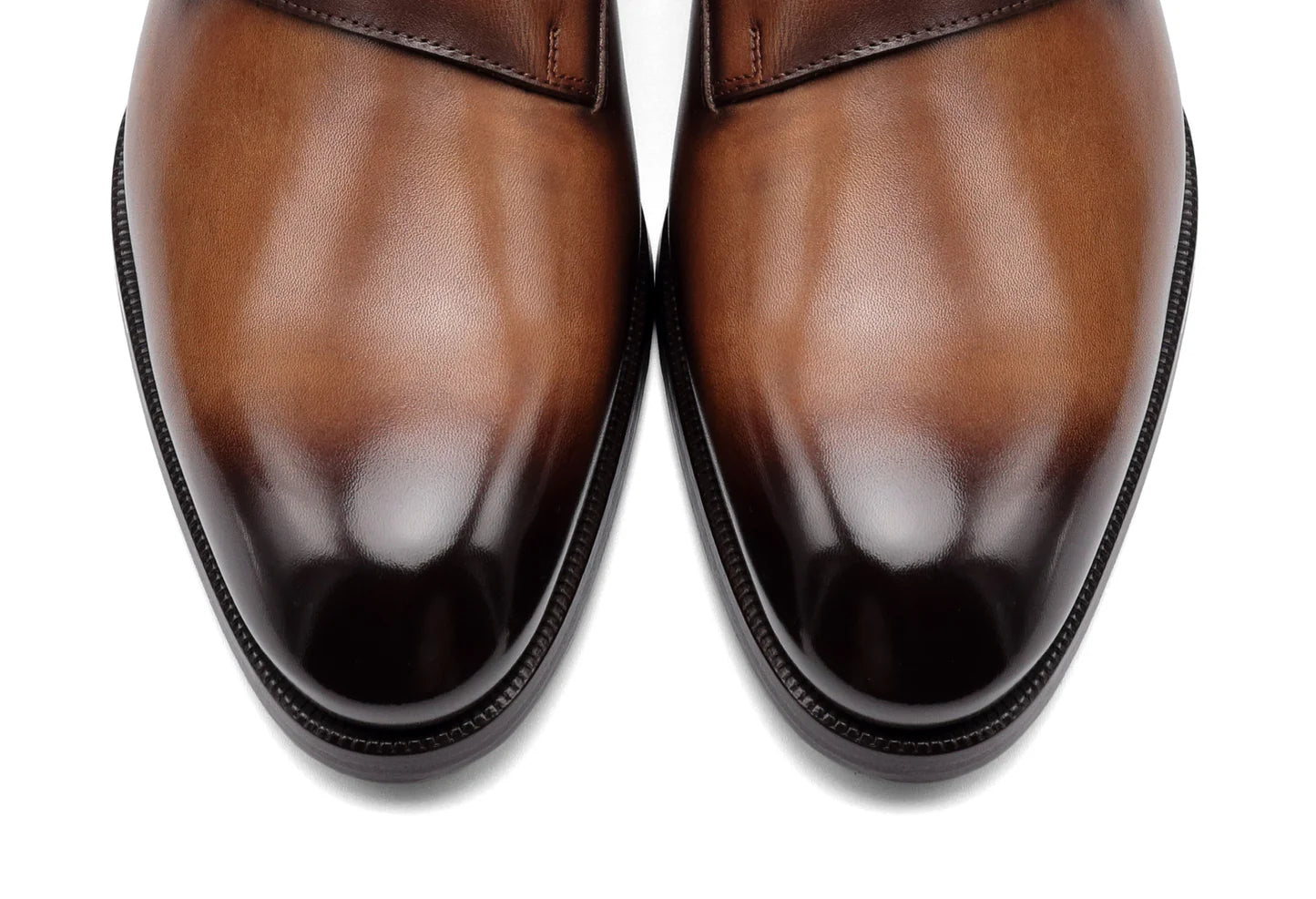 Leonardo - Cognac Antiqued. Last: Venice - Comfortable fit. Smooth Calf. Smooth calfskin. Tuscan tanned. 9mm sole. 27mm heel height. Tuscan leather. Blake construction with bottom stitching.- Sartoria Dei Duchi - Atri