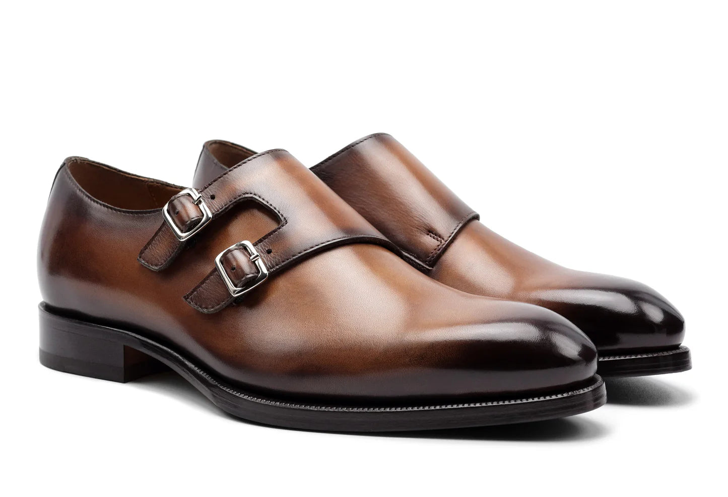 Leonardo - Cognac Antiqued. Last: Venice - Comfortable fit. Smooth Calf. Smooth calfskin. Tuscan tanned. 9mm sole. 27mm heel height. Tuscan leather. Blake construction with bottom stitching.- Sartoria Dei Duchi - Atri