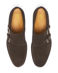 Leonardo - Coffee Suede. Comfortable fit. Suede Calf. Water-repellent suede calfskin. Tuscan tanned. 9mm sole. 27mm heel height. Tuscan leather. Blake construction with bottom stitching.- Sartoria Dei Duchi - Atri