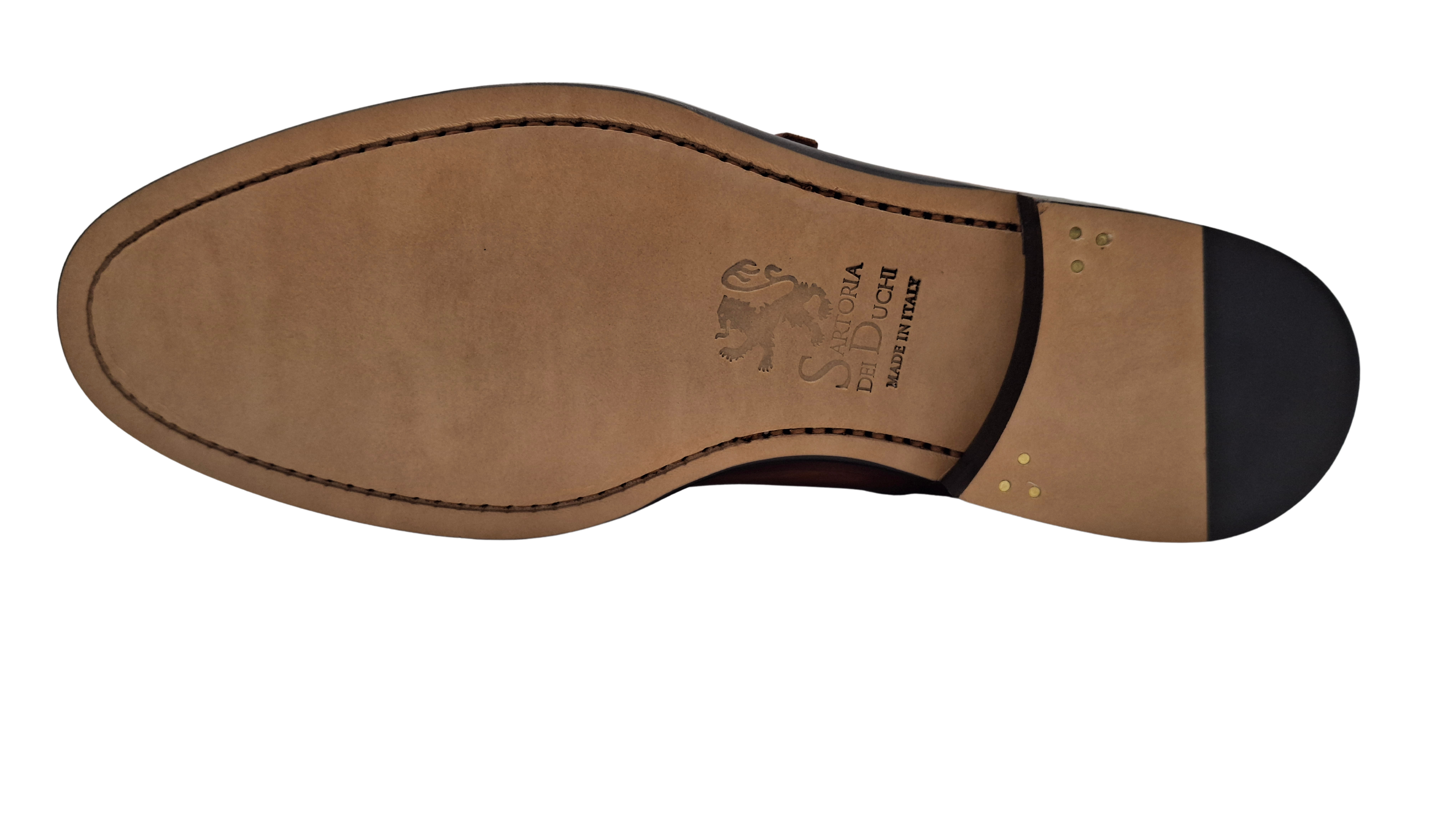 Leonardo - Walnut Suede. Comfortable fit. Suede Calf. Water-repellent suede calfskin. Tuscan tanned. 9mm sole. 27mm heel height. Tuscan leather. Blake construction with bottom stitching.- Sartoria Dei Duchi - Atri