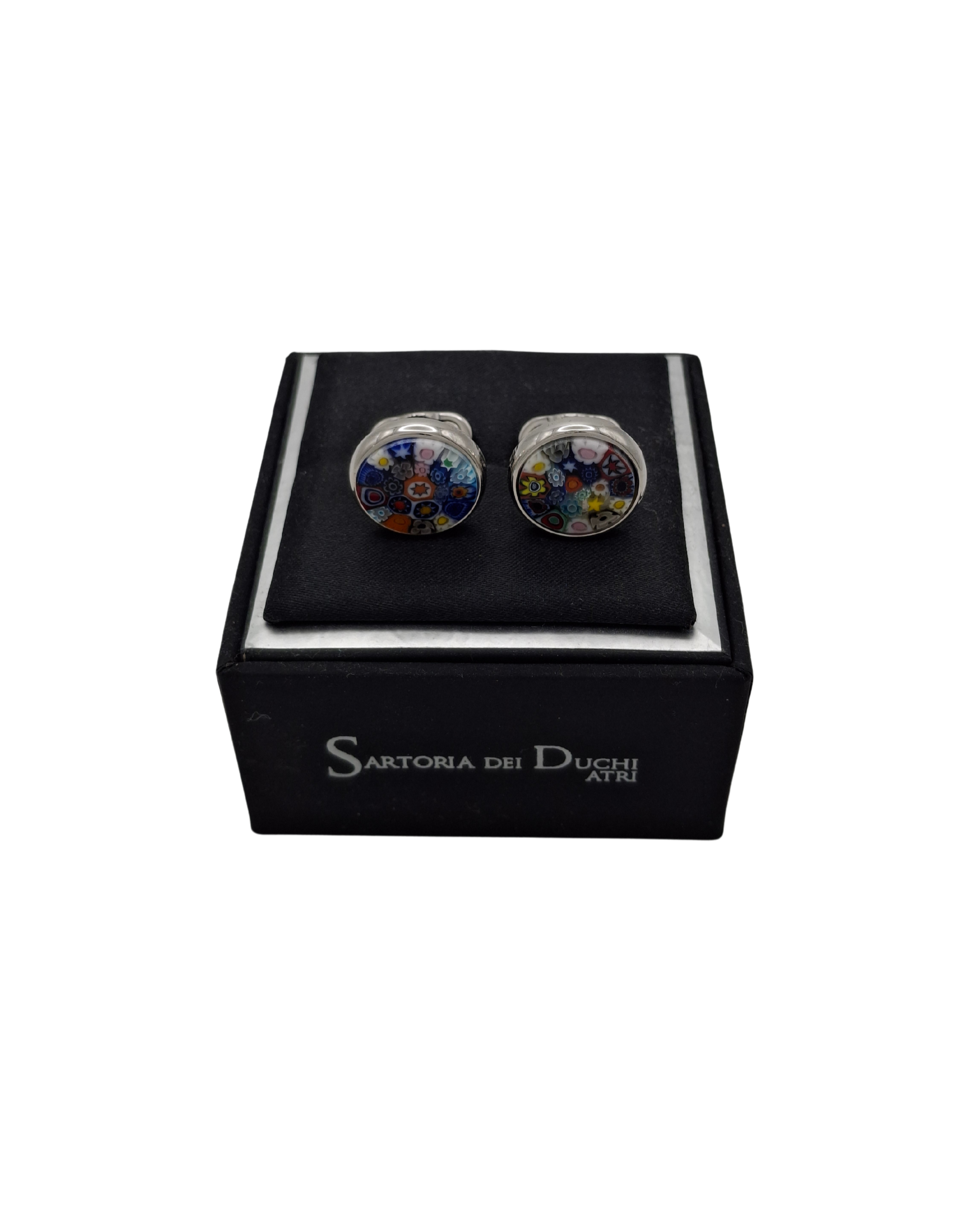 Murano Glass Cufflinks. Handmade from the highest quality materials, each pair combines elegance, precision and personality, reflecting the excellence of italian craftsmanship. Material: Brass palladium plated.- Sartoria Dei Duchi - Atri
