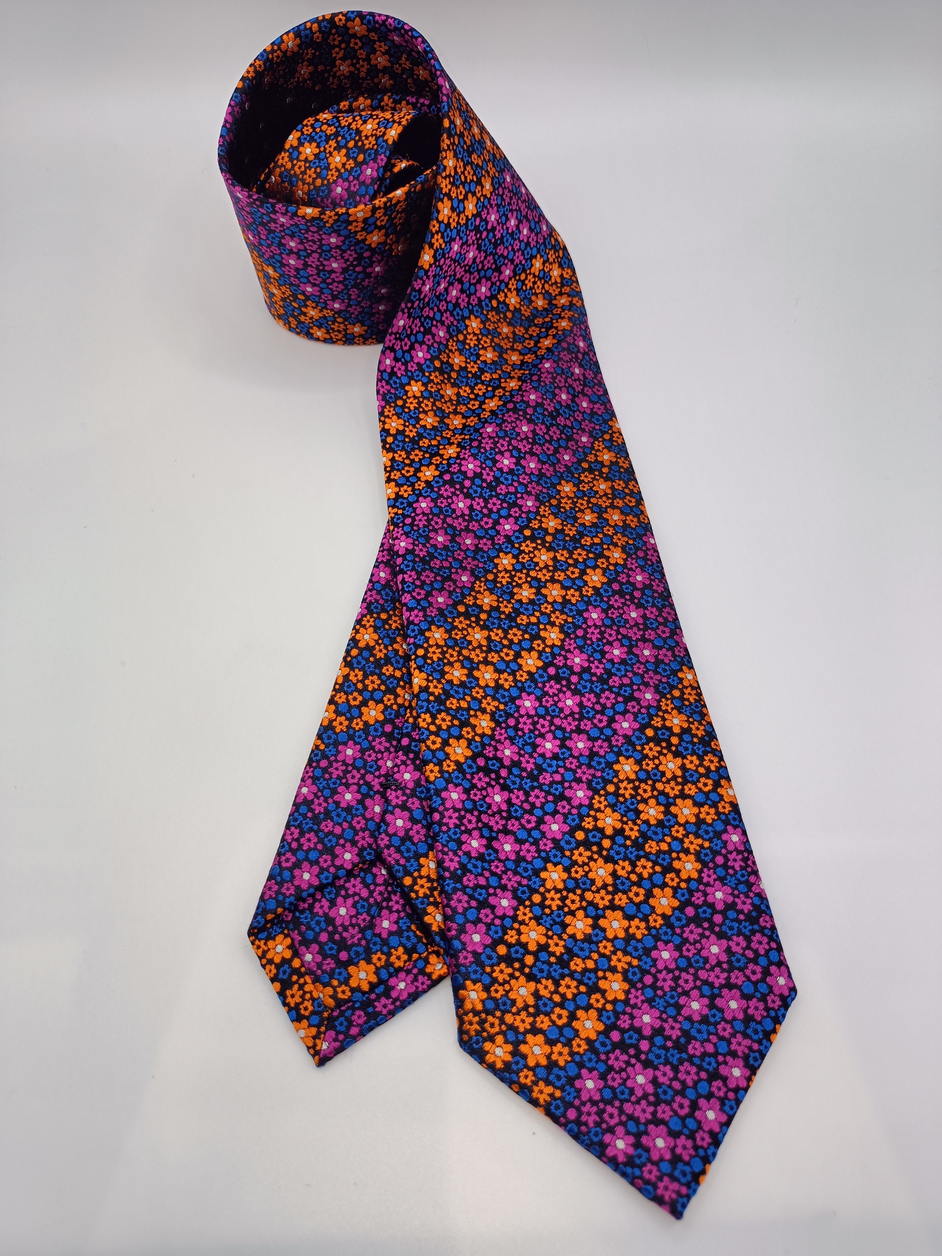 Purple Orange Flowers Tie