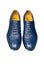 Pair of blue dress shoes on a white platform. - Sartoria Dei Duchi-Atri