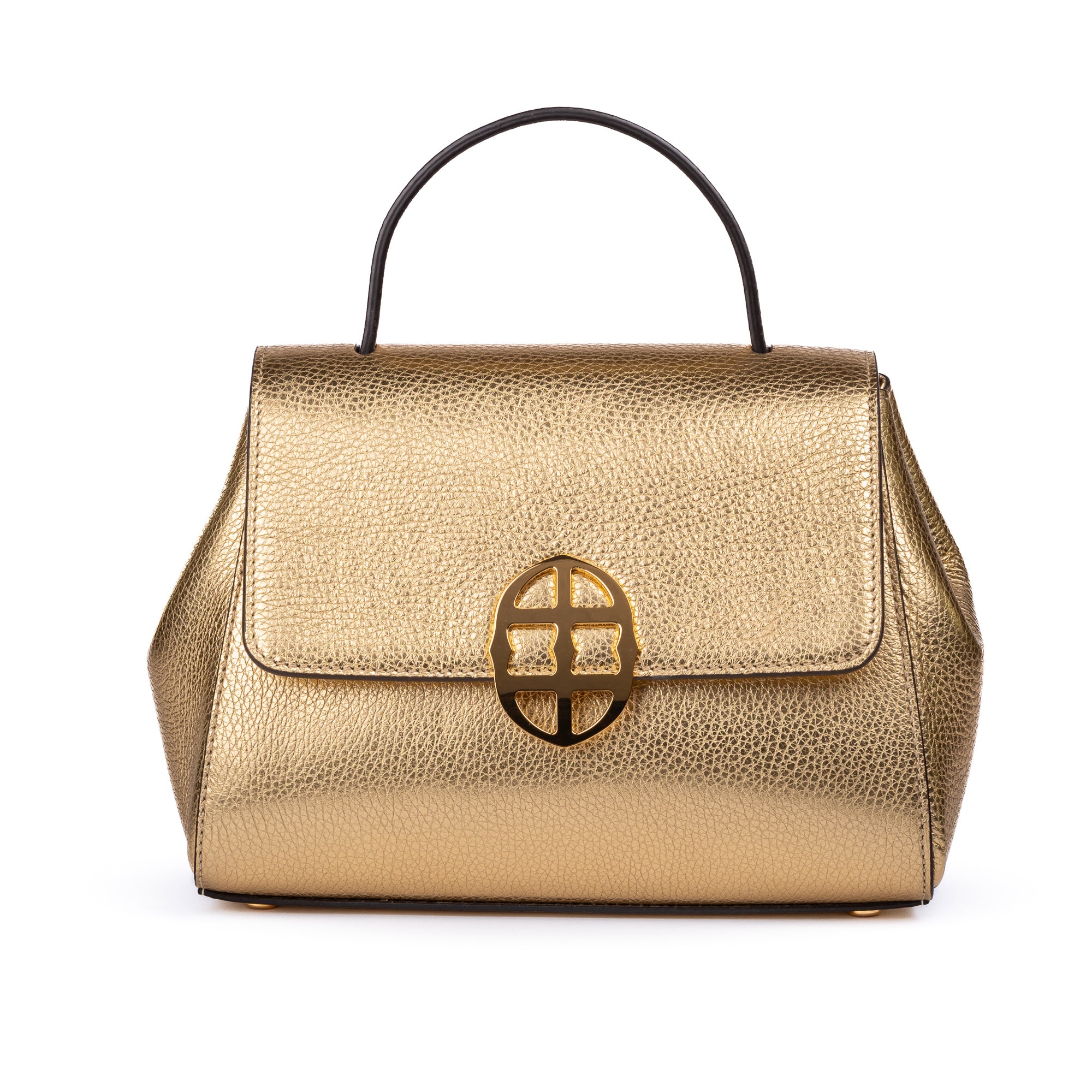 Gold handbag with a decorative clasp on a white background. - DEI DUCHI (AMALTEA)