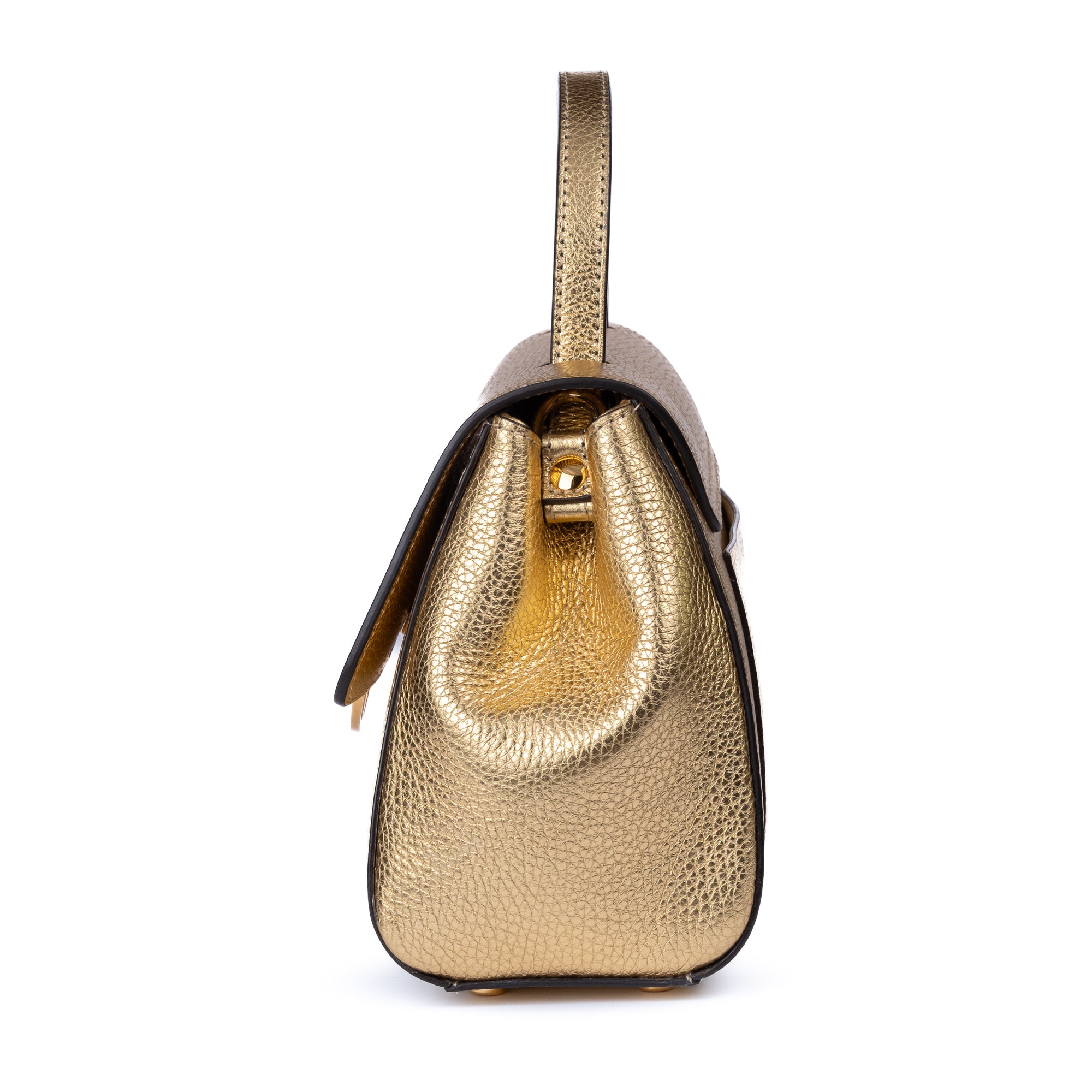 Gold handbag with a decorative clasp on a white background. - DEI DUCHI (AMALTEA)