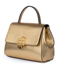 Gold handbag with a decorative clasp on a white background. - DEI DUCHI (AMALTEA)